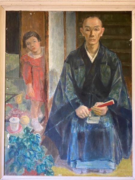 下古沢出身の洋画家、藤江理三郎による「和尚さんと娘」